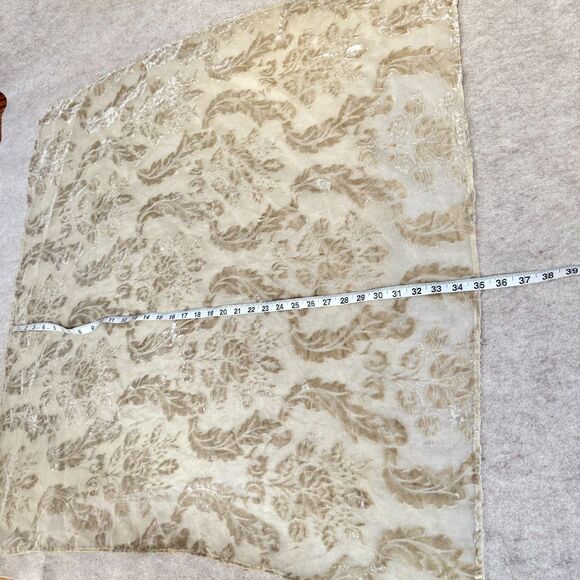 Taupe Velvet Burnout Floral Scarf Shawl Wrap 35x35 Whimsigoth Romantic Boho - Picture 3 of 4